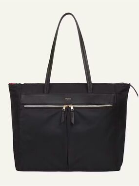 Knomo London Large Black Nylon Zip Tote with Front Zip Pocket